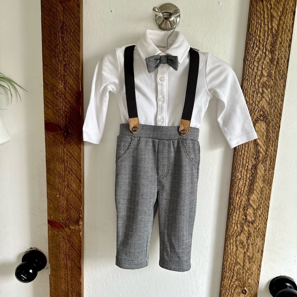 New Koala Baby Boutique Baby Boy Formal Gentlemen’s Suspender Outfit 0-3 Months